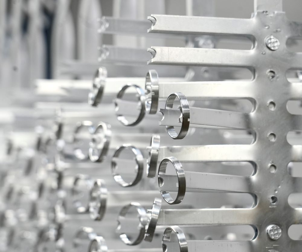 thumbnail image 2 of Anodizing Aluminum Rack Titanium 8.5″ Disc Rack – 15 Stations, 30 Legs, Bent End 2 of 6